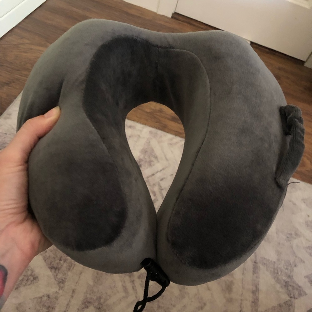 Gray Memory Foam Travel Neck Pillow - Plush Support